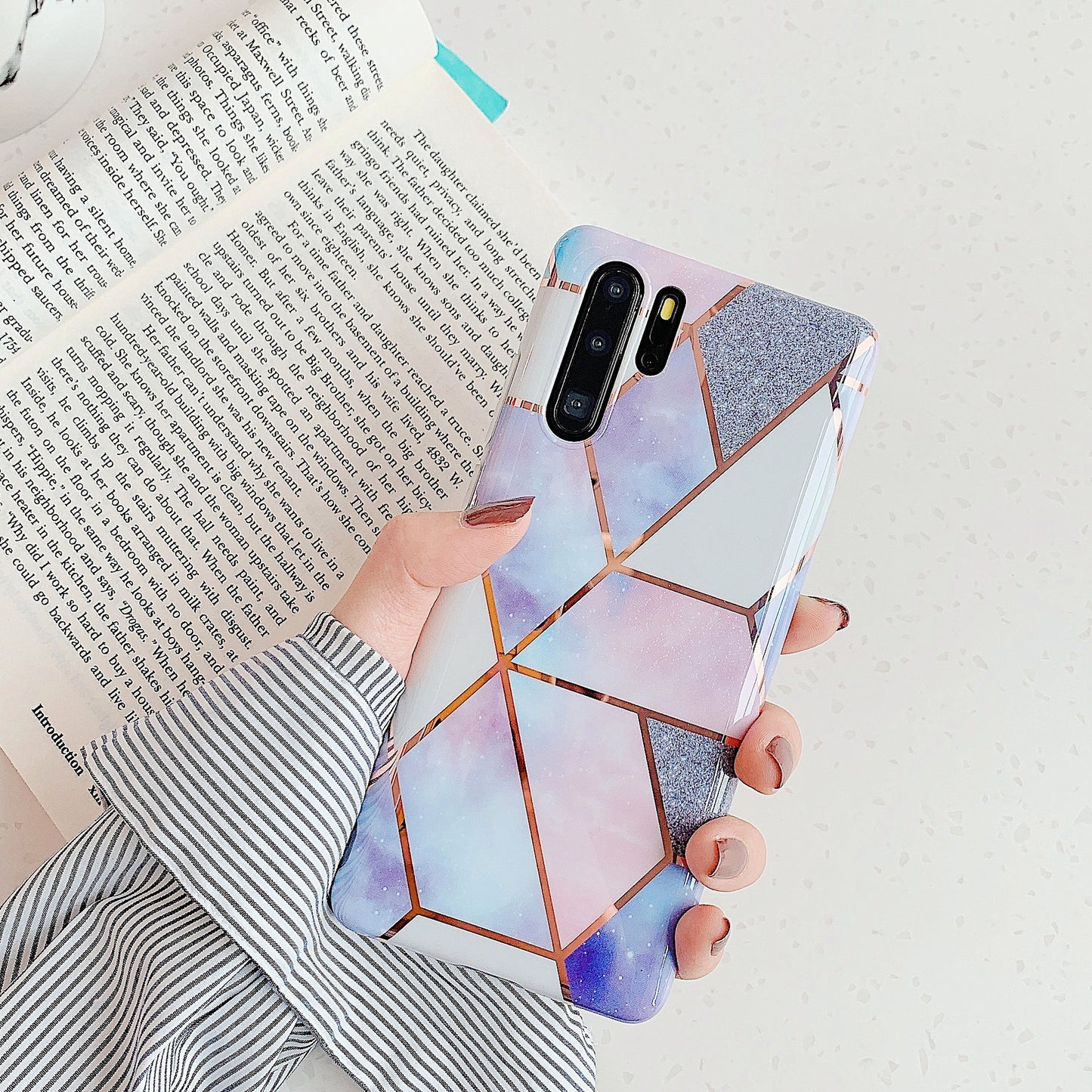 Electroplated marble mobile phone case