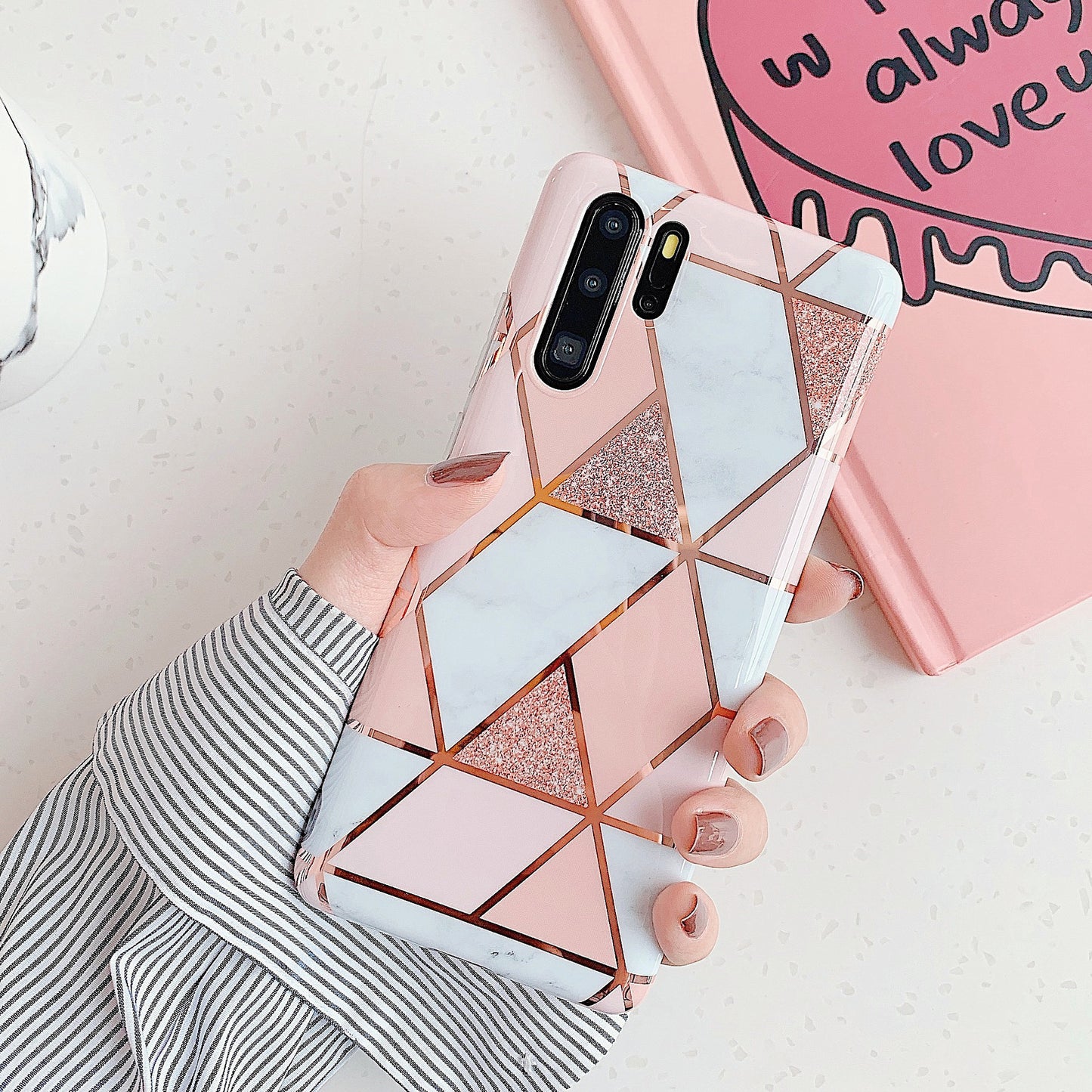 Electroplated marble mobile phone case